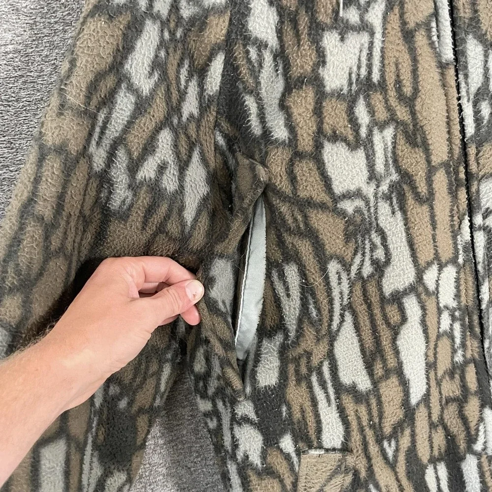 Cabelas Whitetail Jacket Mens XL Camo Fleece Hooded Made USA Hunting Full Zip